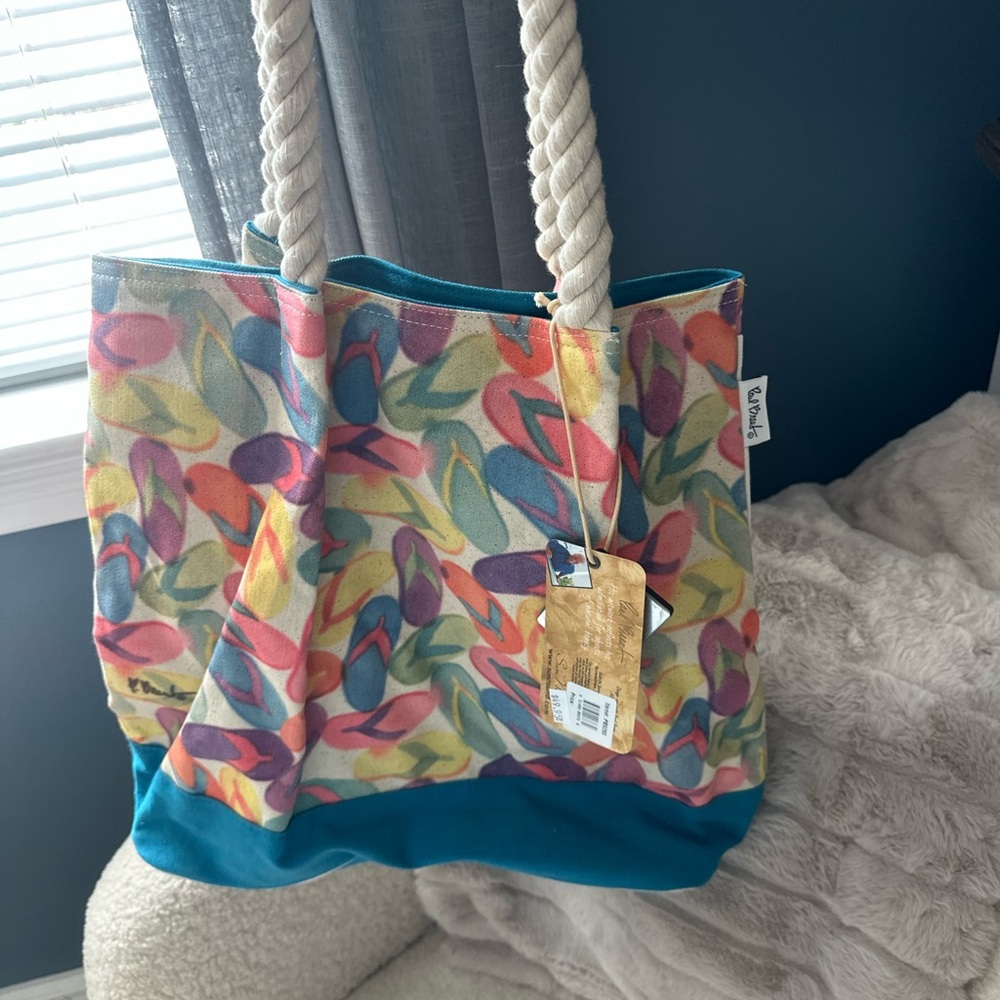 NWT Paul Brent Colorful Pattern Beach Tote Bag